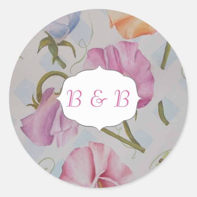 COLORFUL SWEET PEAS WATERCOLOR FLOWER STICKERS (Front)