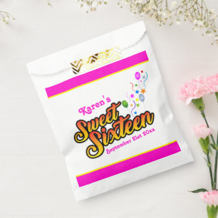 Colorful Sweet Sixteen with Balloons and Streamers Favor Bag