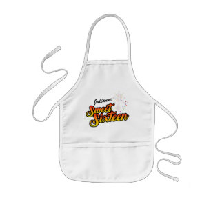 Colorful Sweet Sixteen with Name Kids' Apron