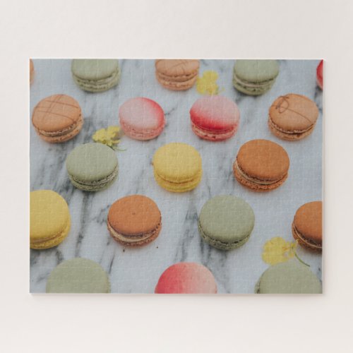 Colorful Sweet Treats French Macarons On Marble Jigsaw Puzzle