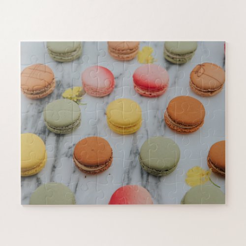 Colorful Sweet Treats French Macarons On Marble Jigsaw Puzzle