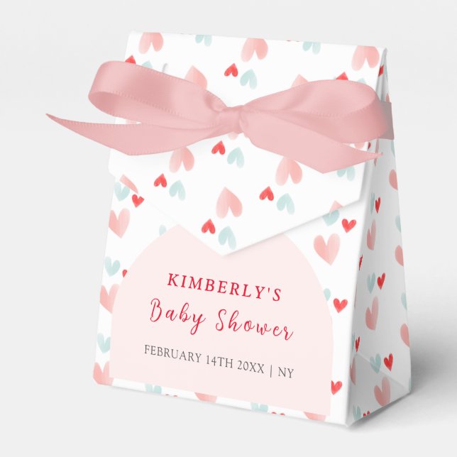 Colorful Sweetheart Arch Valentines Baby Shower Favor Boxes (Front Side)