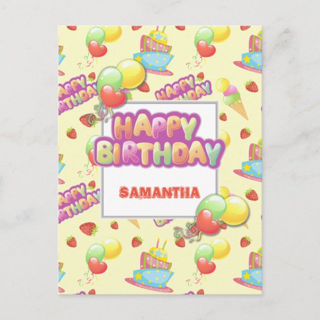 Colorful Sweets Birthday Postcard (Front)