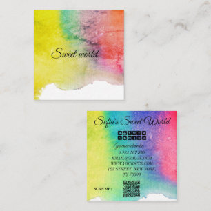 Colorful Sweets Qr Code Modern Square Bus Square Business Card