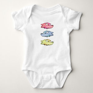 Colorful swimming happy fish baby bodysuit