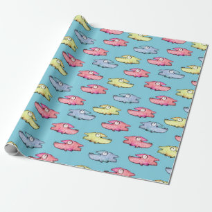 Colorful swimming happy fish wrapping paper