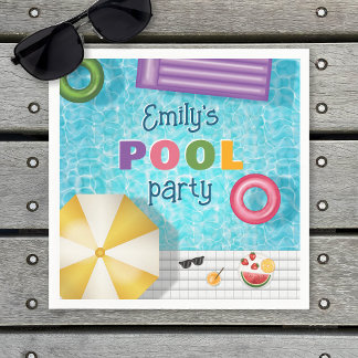 Colorful Swimming Pool Water Summer Pool Party Napkins