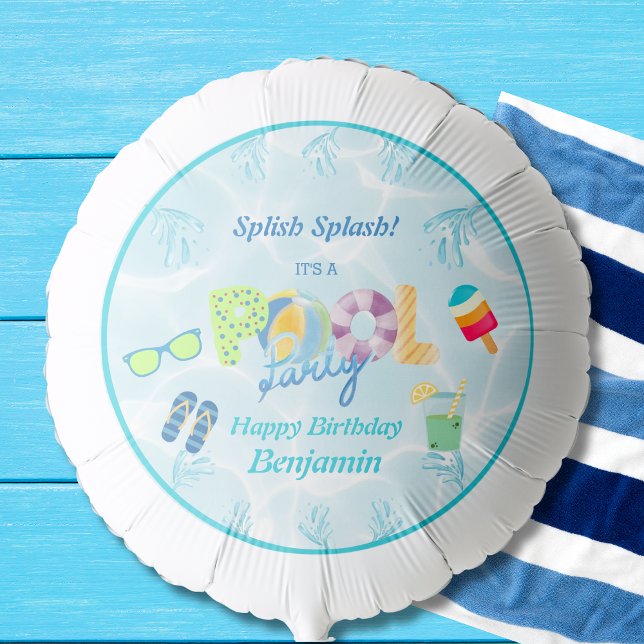 Colorful Swimming Water Boy's Birthday Pool Party Balloon (Creator Uploaded)