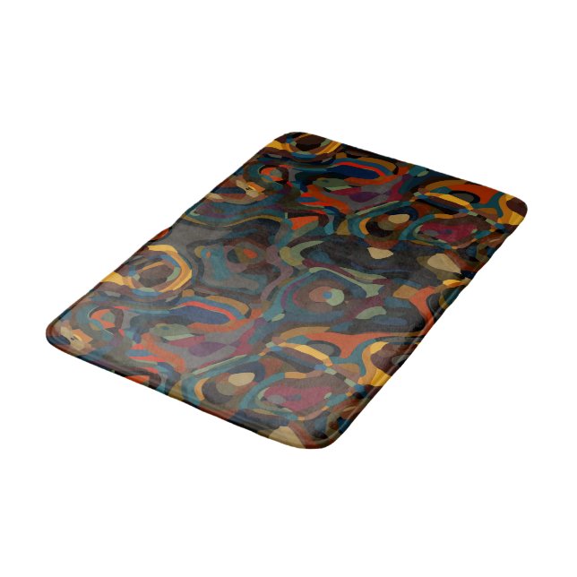 colorful swirl abstract bath mat (Angled)