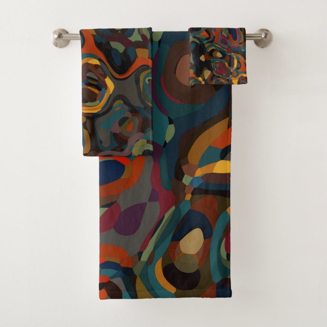 colorful swirl abstract bath towel set (Insitu)
