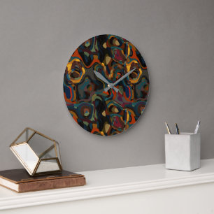 colorful swirl abstract large clock