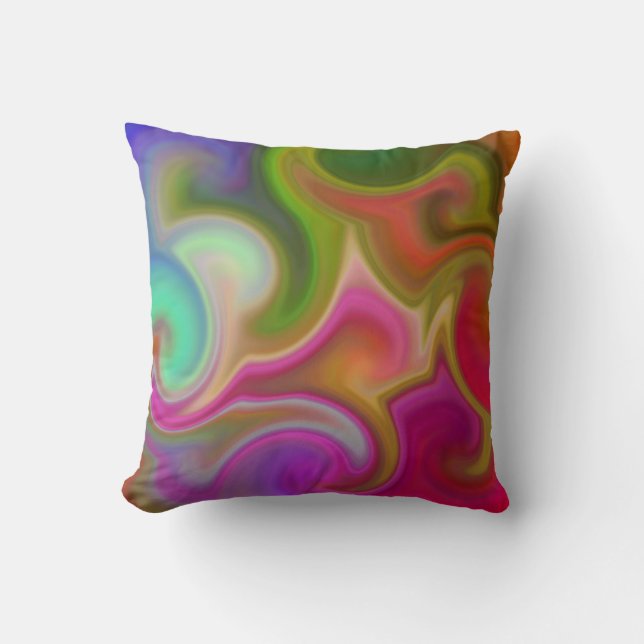 Colorful Swirl Abstract Throw Pillow (Front)