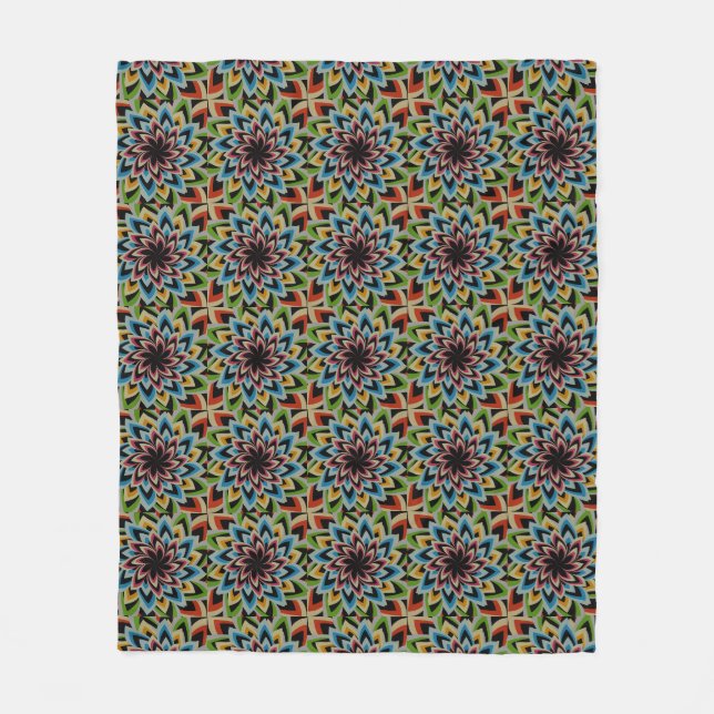 COLORFUL SWIRL FLOWER PATTERN FLEECE BLANKET (Front)