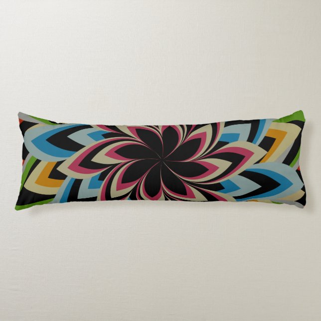 COLORFUL SWIRL FLOWERS   BODY PILLOW (Front)