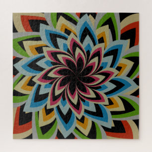 COLORFUL SWIRL FLOWERS JIGSAW PUZZLE