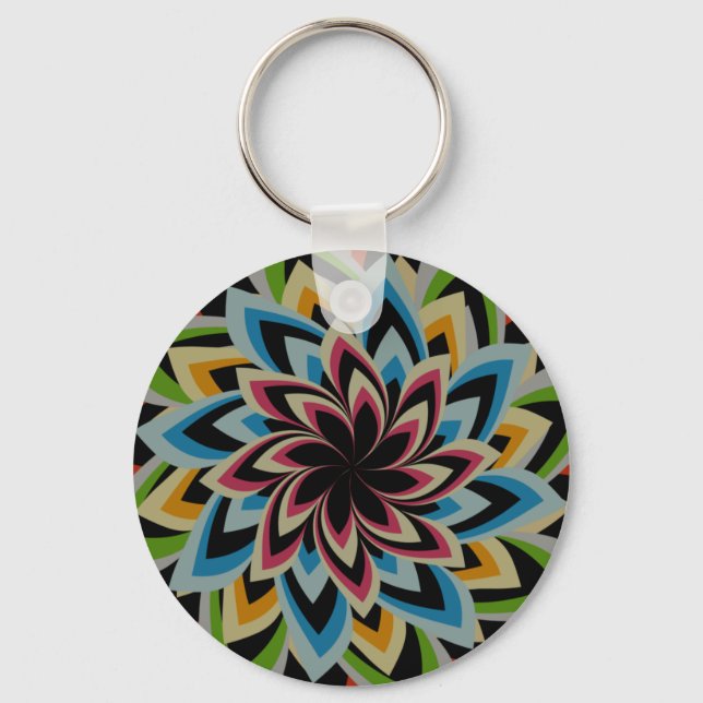 COLORFUL SWIRL FLOWERS   KEYCHAIN (Front)