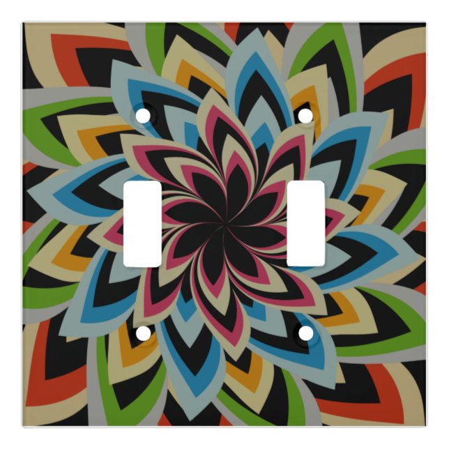 COLORFUL SWIRL FLOWERS   LIGHT SWITCH COVER (Front)