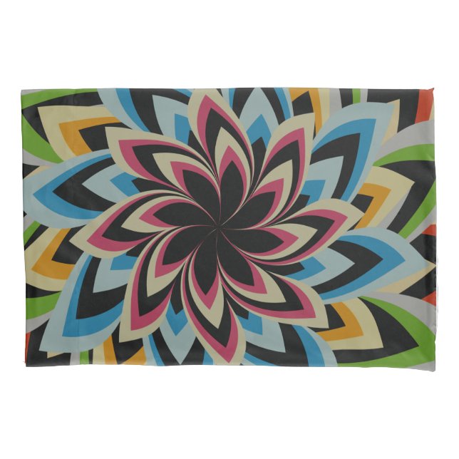 COLORFUL SWIRL FLOWERS   PILLOW CASE (Front)