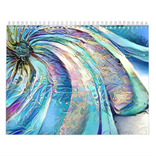 Colorful swirl leaves of exotic flower calendar