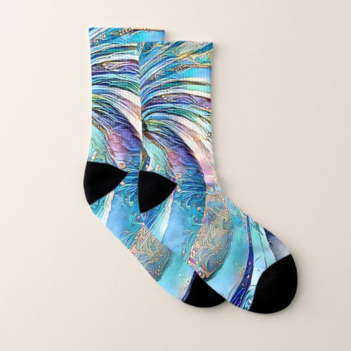 Colorful swirl leaves of exotic flower  socks