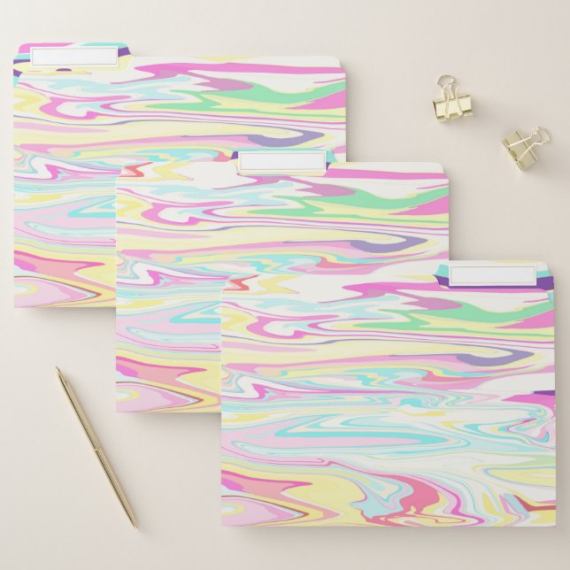 Colorful Swirl Liquid Painting Aesthetic Design File Folder (Set)
