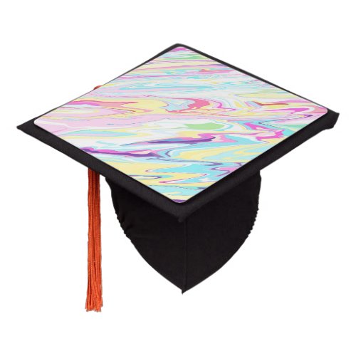 Colorful Swirl Liquid Painting Aesthetic Design Graduation Cap Topper