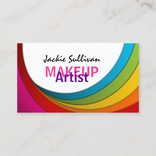 Colorful Swirl Makeup Artist Business Cards