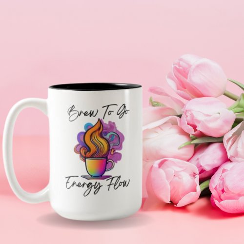  Colorful Swirl of Steam Brew To Go Energy Flow Two_Tone Coffee Mug