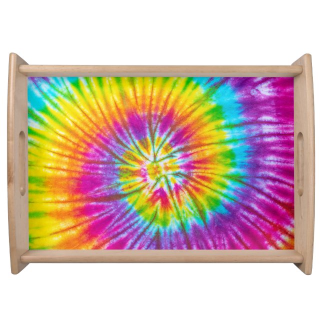 Colorful Swirl Tie-Dye Abstract. Serving Tray (Front)