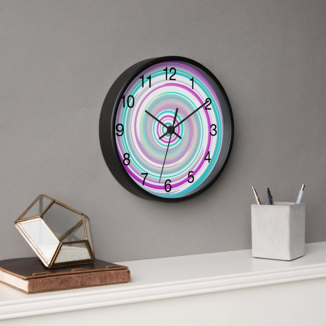 Colorful Swirl with Black Numerals Clock (Office)