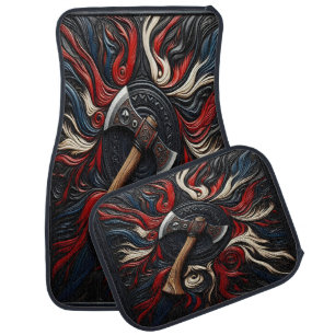 Colorful Swirling Fireman's Axe Car Floor Mat