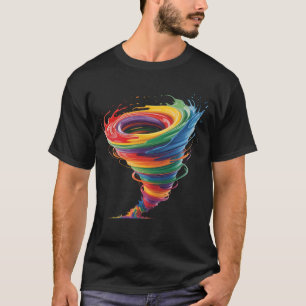 Colorful Swirling Rainbow Tornado Vibrant Abstract T-Shirt