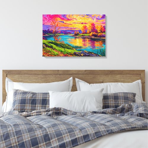 Colorful Swirling Sunset River Textured Canvas Art