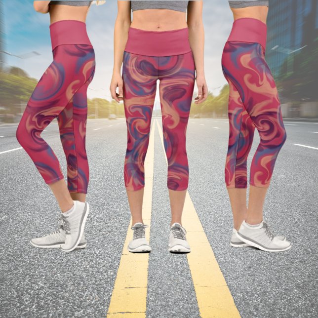 Colorful Swirling Watercolor  Capri Leggings (Creator Uploaded)
