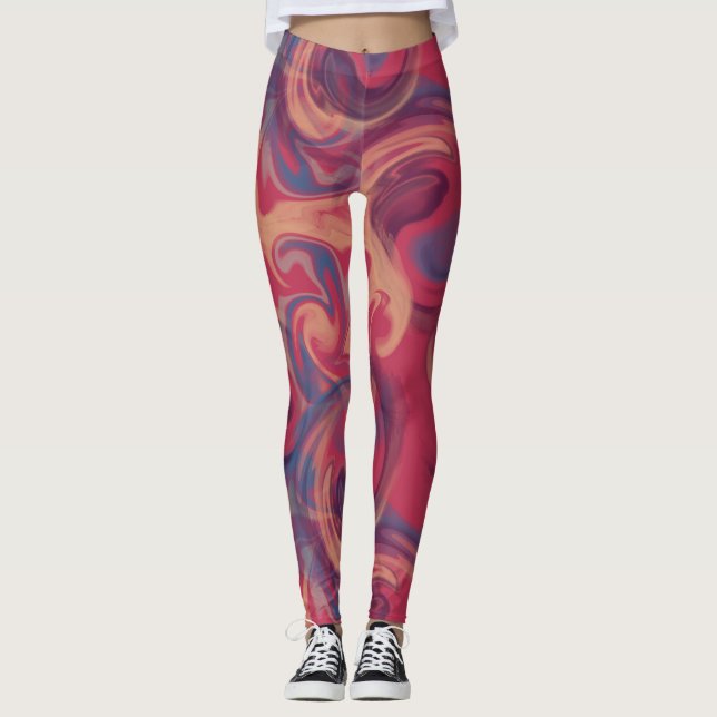 Colorful Swirling Watercolor Leggings (Front)
