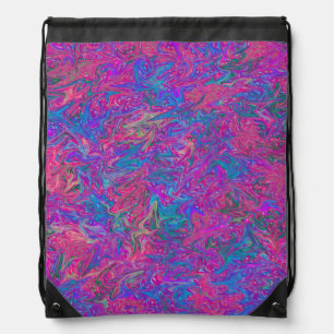 Colorful Swirls Abstract Art Pattern of Pink Blue Drawstring Bag