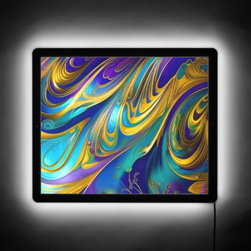 Colorful Swirls Abstract blue gold purple LED Sign