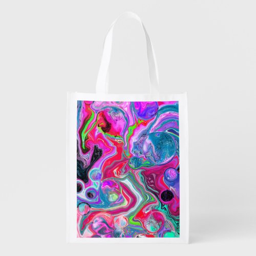 Colorful Swirls Abstract Fluid Art Grocery Bag