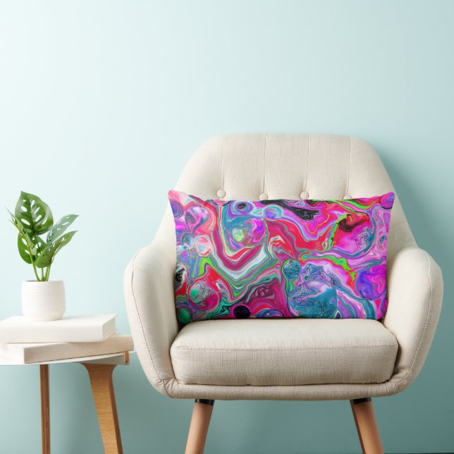 Colorful Swirls Abstract Fluid Art    Lumbar Pillow (Chair)