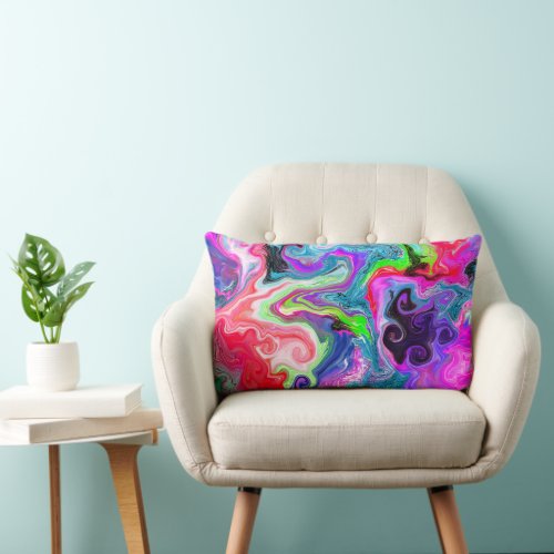 Colorful Swirls Abstract Fluid Art   Lumbar Pillow