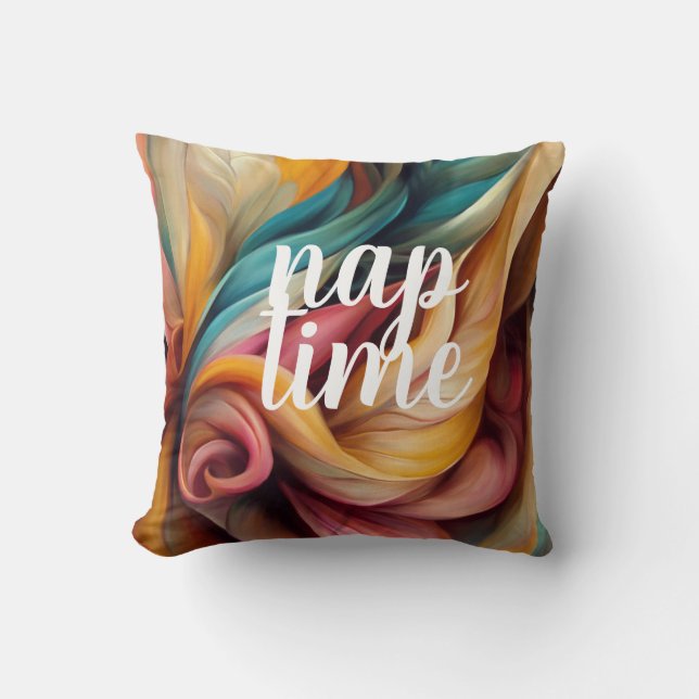Colorful Swirls Abstract, Nap Time Throw Pillow (Front)