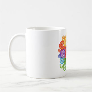 Colorful Swirls and Red Rose Art Coffee Mug