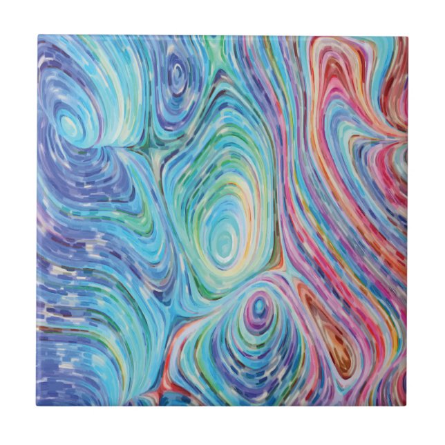 Colorful Swirls Ceramic Tile (Front)