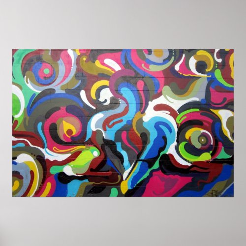 Colorful Swirls Graffiti Design in San Francisco Poster