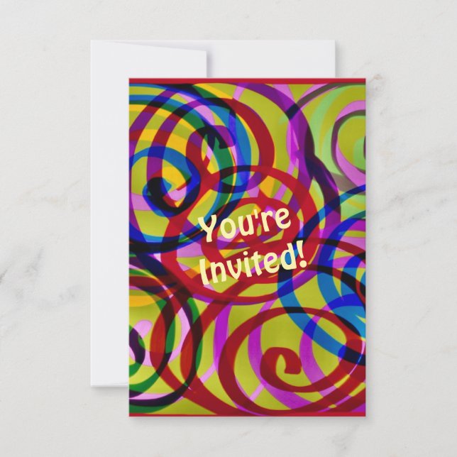 Colorful Swirls Invitation (Front)