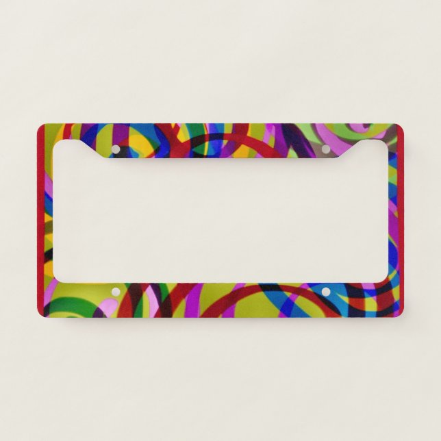 Colorful Swirls License Plate Frame (Front)