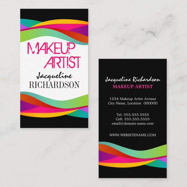 Colorful Swirls Makeup Artist Business Card (Front/Back)