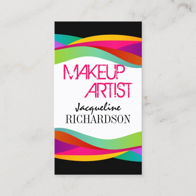 Colorful Swirls Makeup Artist Business Card (Front)