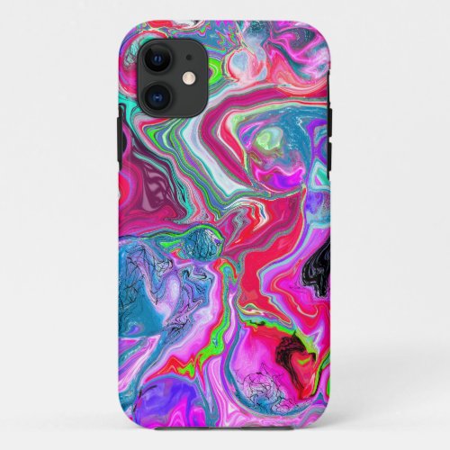 Colorful Swirls Marble Fluid Art Abstract Bubbles iPhone 11 Case