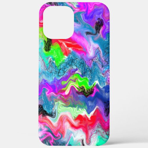Colorful Swirls Marble Fluid Art Abstract Squiggly iPhone 12 Pro Max Case